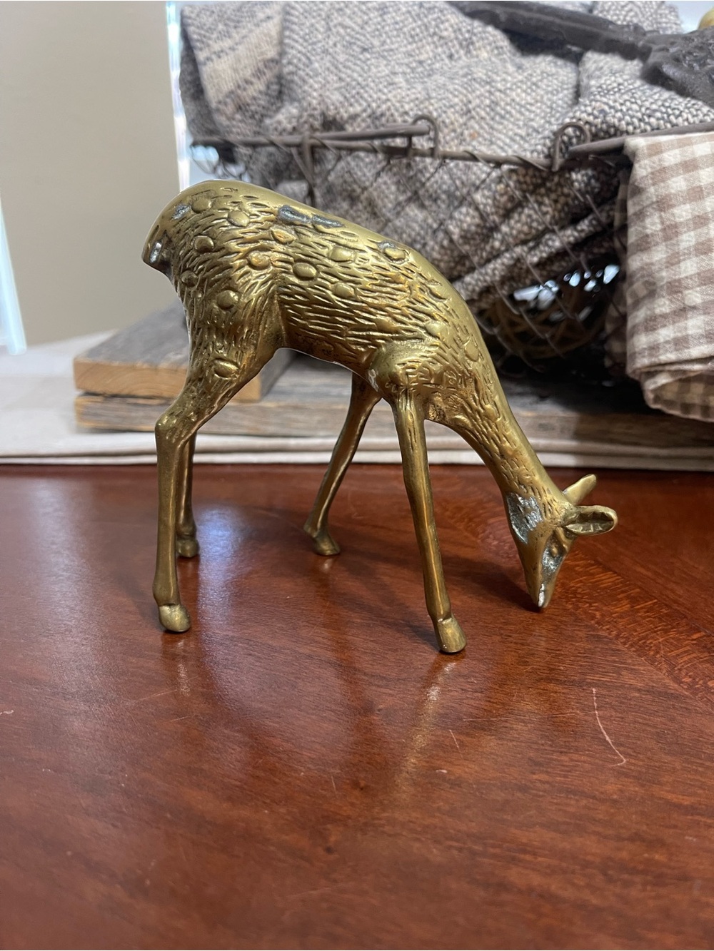 Vintage solid Brass Deer Fawn MCM Decor Figurine